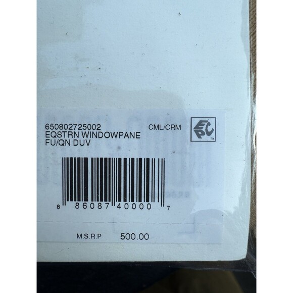 RALPH LAUREN MODERN EQUESTRIAN WINDOWPANE Plaid camel cream Queen DUVET New - Picture 5 of 5